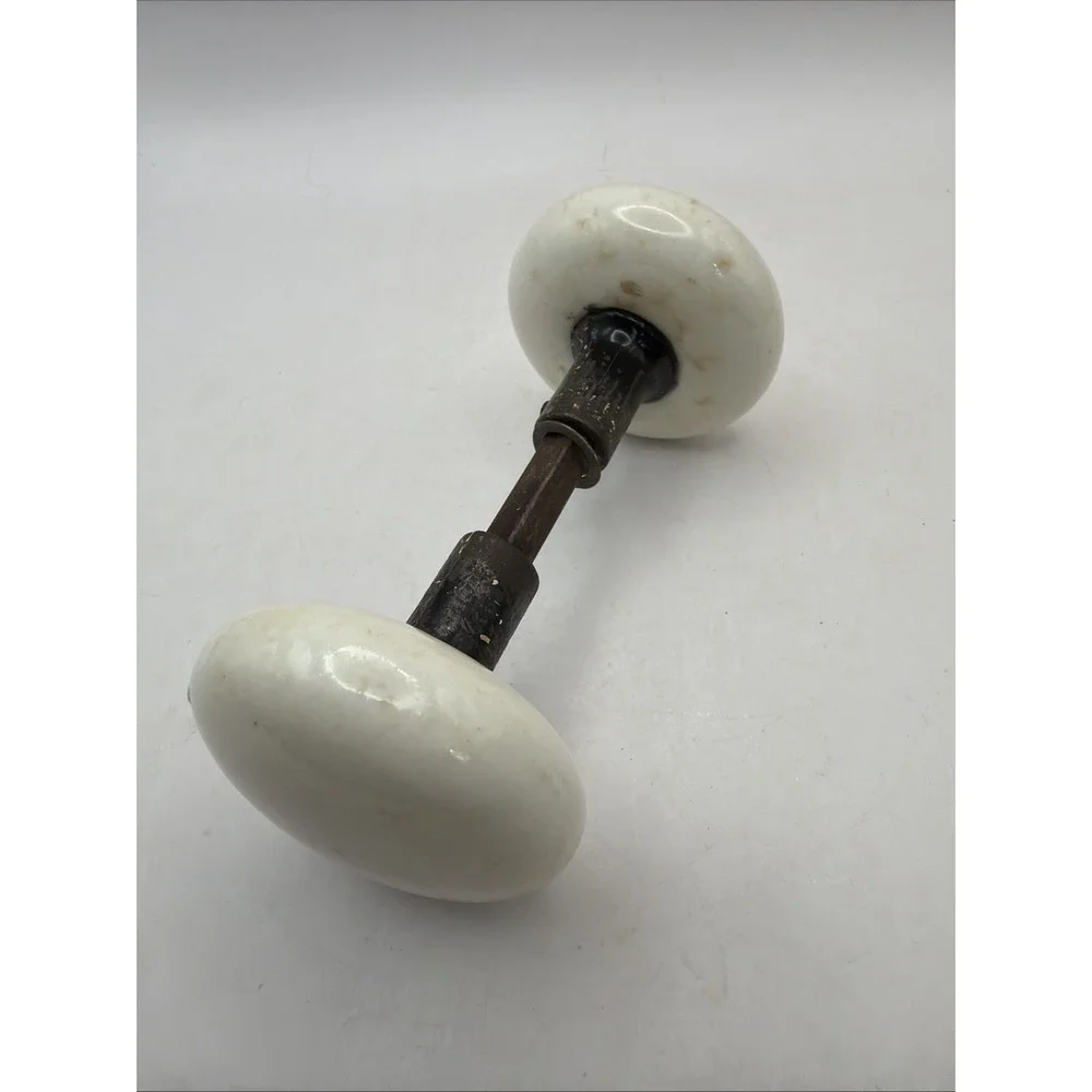 Antique White Porcelain Door Knob Set Ironstone Doorknobs Rustic Hardware